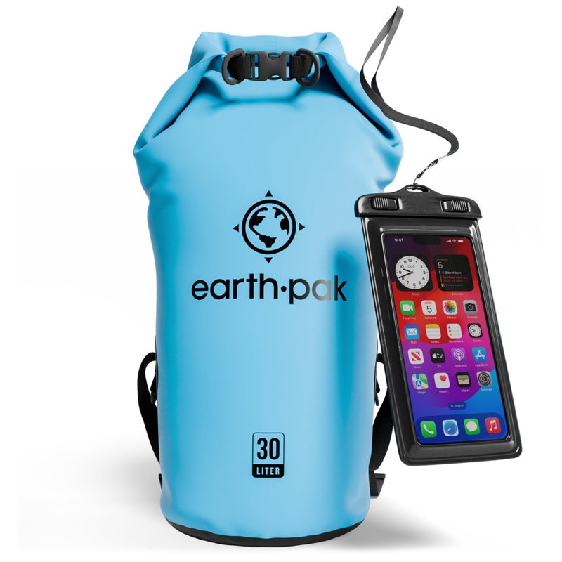 Earth Pak حقيبة Earth Pak الجافة المقاومة للماء - حقيبة ظهر مقاومة للماء تحافظ على جفاف معدات الكاياك مع حافظة هاتف مقاومة للماء - Image 1